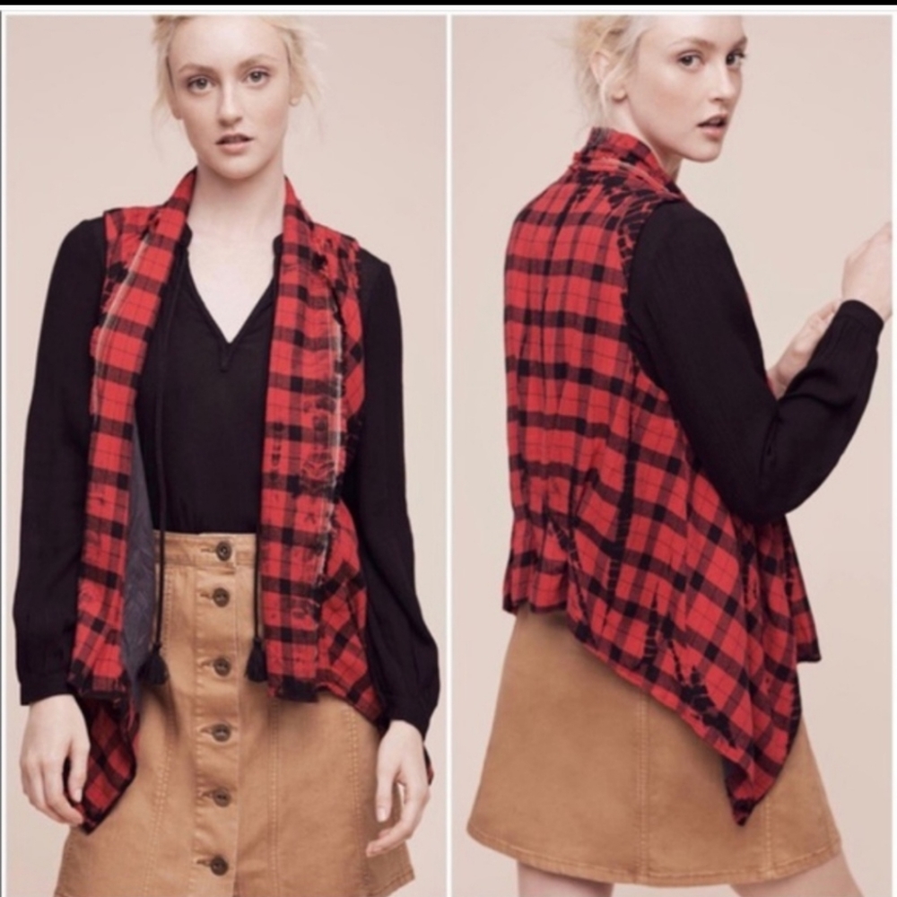 ELEVENSES Buffalo plaid Roxanne vest L Anthropologie Punk Grunge Sleeveless top